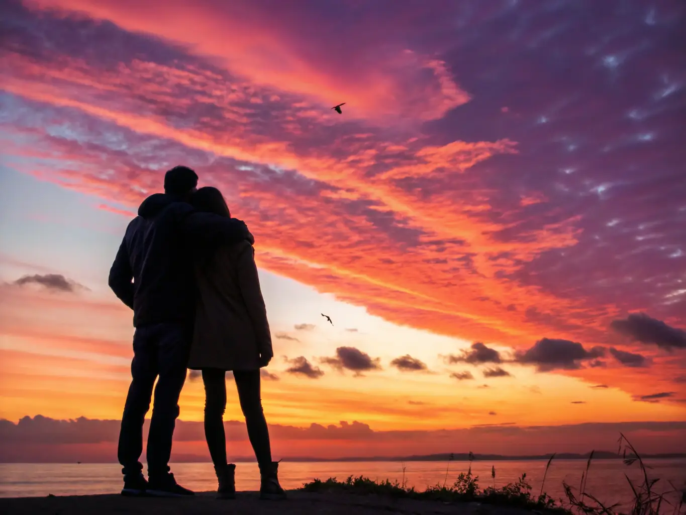 A vibrant image of a couple enjoying a sunset on a tropical beach, with palm trees and turquoise water, representing a discounted Caribbean vacation package for summer travelers.